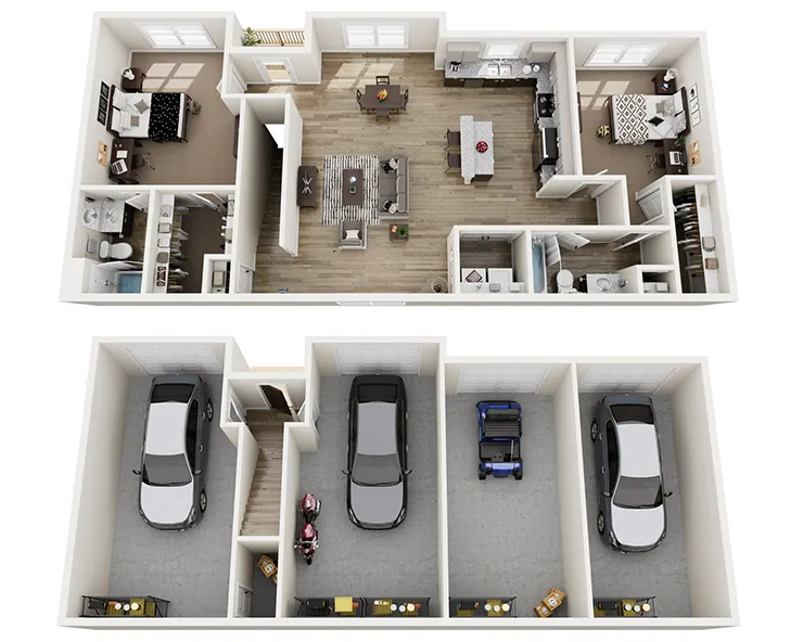 Carriage B Furnished-2x2 Floor plan