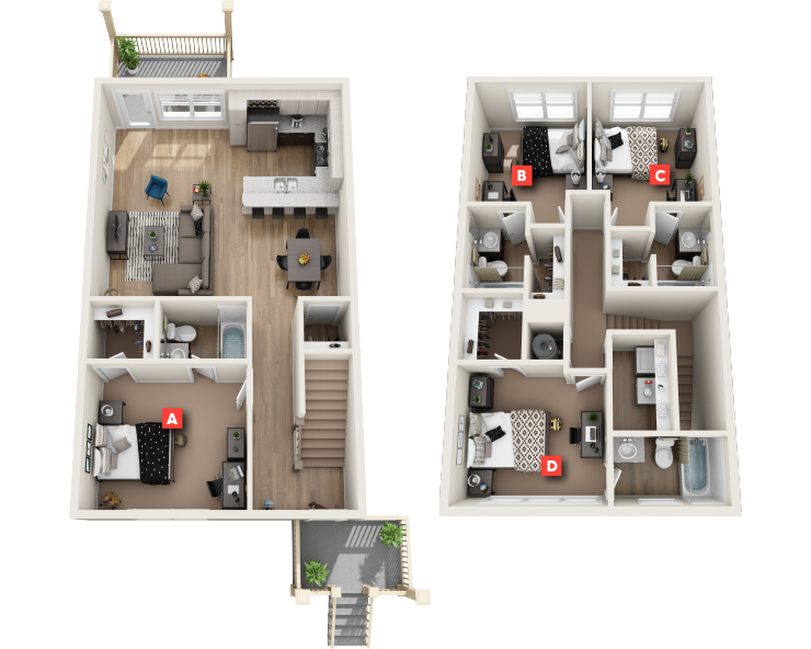 Woodbury TH Furnished-4x4 Floor plan