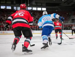 two hockey players on the ice